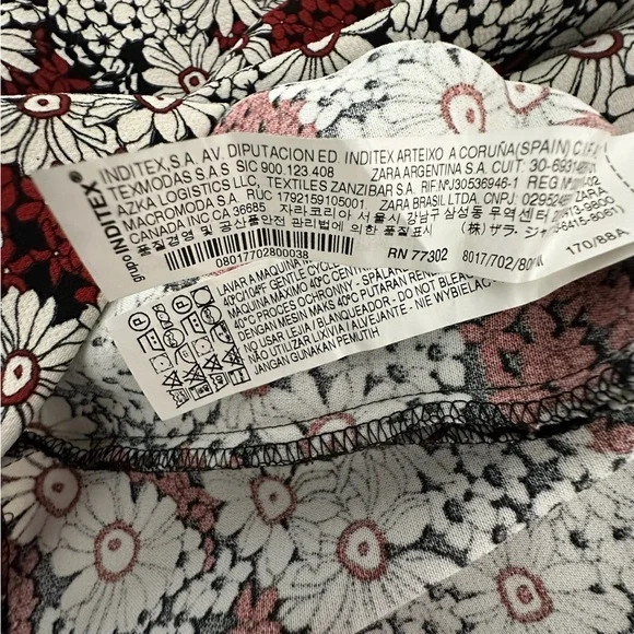 Zara Woman Red Black White Floral Daisy Mini Dress Size Medium Blogger Favorite - Picture 9 of 13